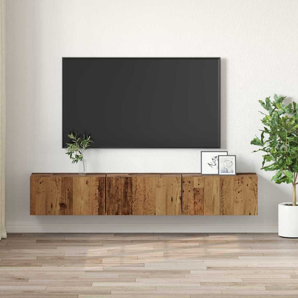 Tv-meubelset 3 pcs Bruin 60 x 30 x 30 cm Bewerkt hout is nu te koop bij PeponiXL, paradijselijk wonen!