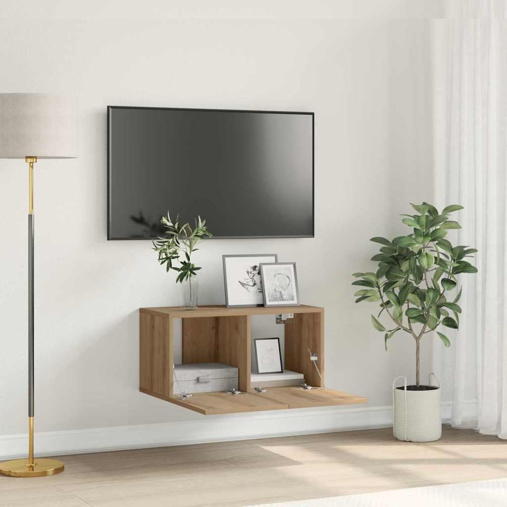 Tv-meubelset Wandgemonteerd Bruin 60 x 30 x 30 cm Bewerkt hout is nu te koop bij PeponiXL, paradijselijk wonen!