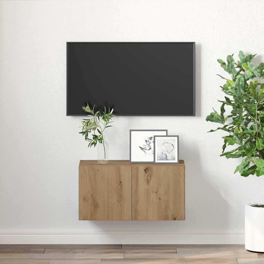 Tv-meubelset Wandgemonteerd Bruin 60 x 30 x 30 cm Bewerkt hout is nu te koop bij PeponiXL, paradijselijk wonen!