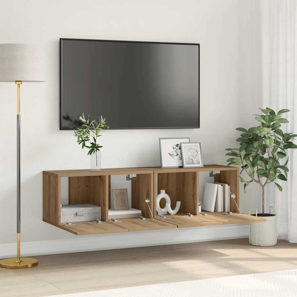 Tv-meubelset 2 pcs Bruin 60 x 30 x 30 cm Bewerkt hout is nu te koop bij PeponiXL, paradijselijk wonen!
