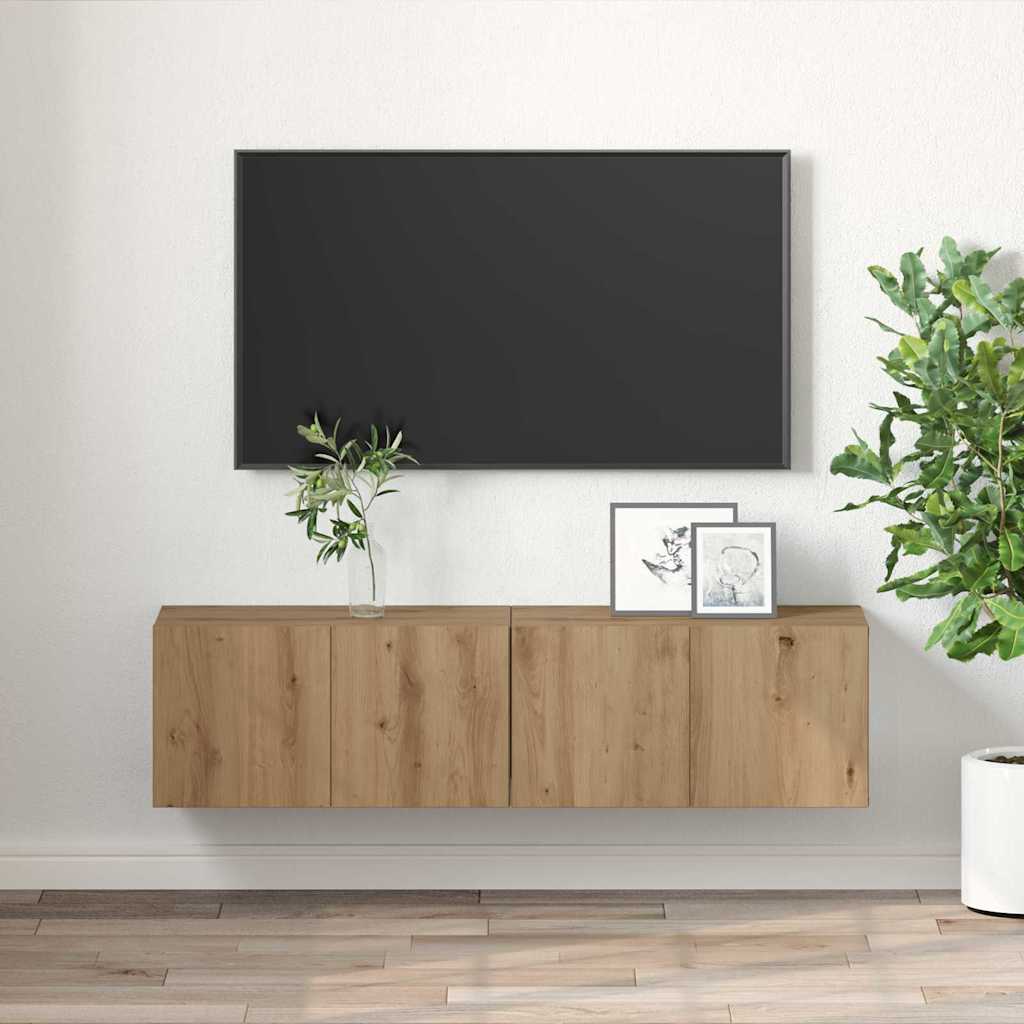 Tv-meubelset 2 pcs Bruin 60 x 30 x 30 cm Bewerkt hout is nu te koop bij PeponiXL, paradijselijk wonen!