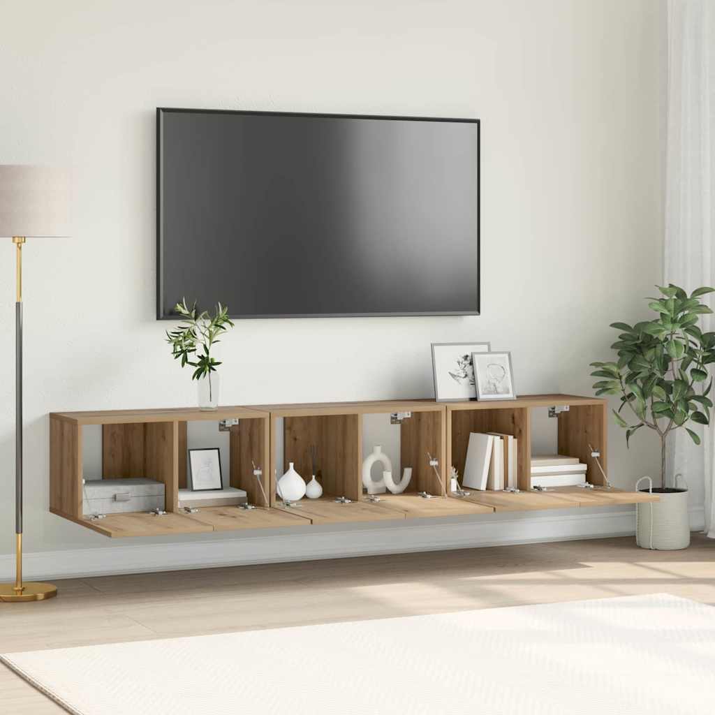 Tv-meubelset 3 pcs Bruin 60 x 30 x 30 cm Bewerkt hout is nu te koop bij PeponiXL, paradijselijk wonen!