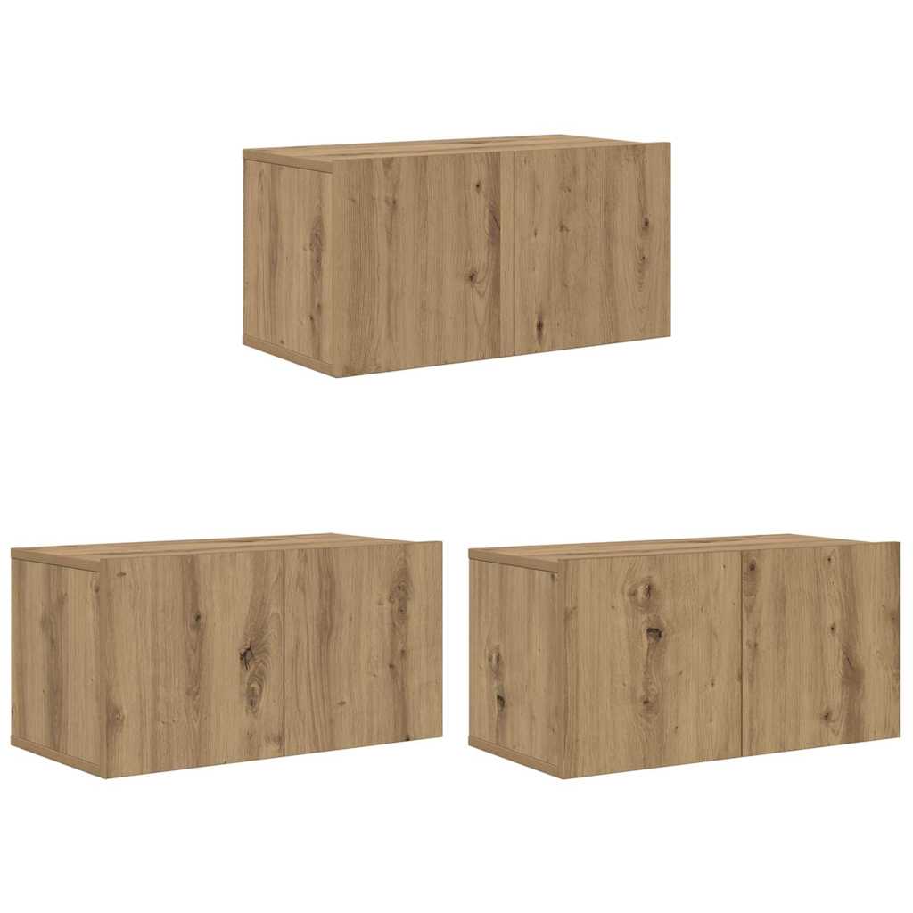 Tv-meubelset 3 pcs Bruin 60 x 30 x 30 cm Bewerkt hout is nu te koop bij PeponiXL, paradijselijk wonen!