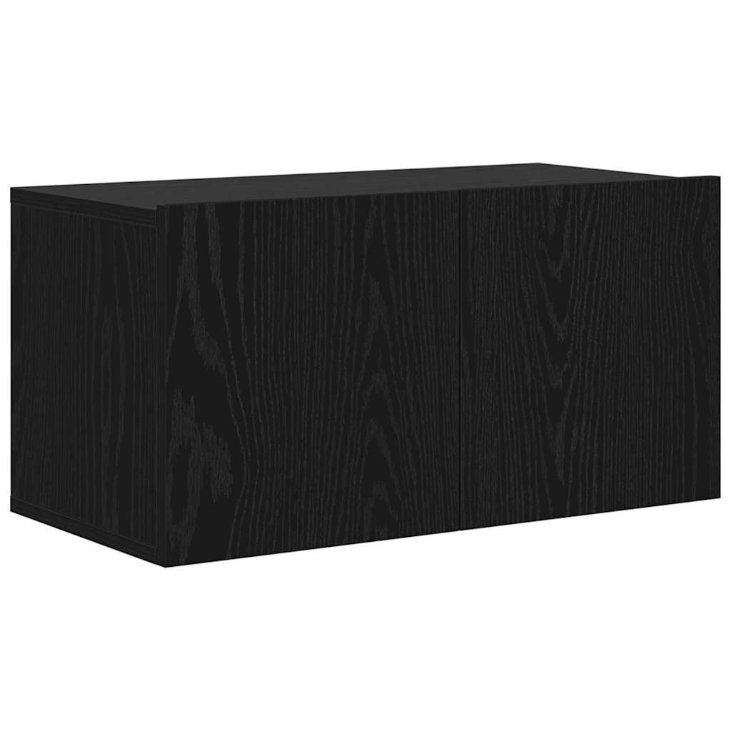 Tv-meubelset Wandgemonteerd Zwart 60 x 30 x 30 cm Bewerkt hout is nu te koop bij PeponiXL, paradijselijk wonen!
