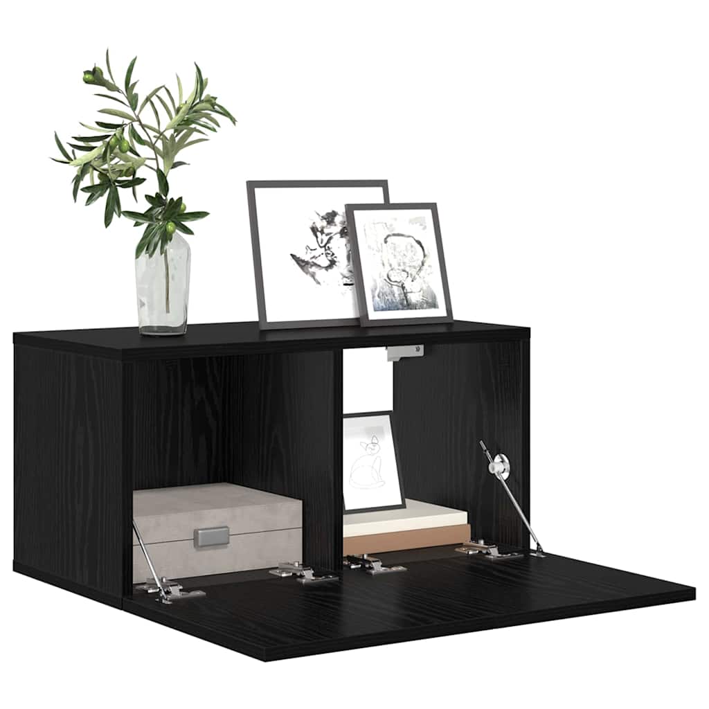 Tv-meubelset Wandgemonteerd Zwart 60 x 30 x 30 cm Bewerkt hout is nu te koop bij PeponiXL, paradijselijk wonen!