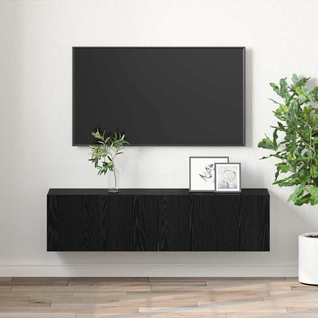 Tv-meubelset 2 pcs Zwart 60 x 30 x 30 cm Bewerkt hout is nu te koop bij PeponiXL, paradijselijk wonen!
