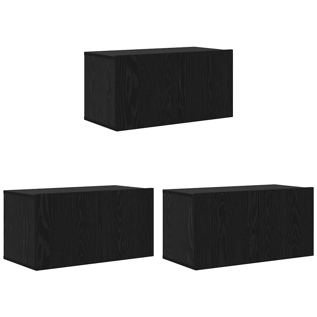 Tv-meubelset 3 pcs Zwart 60 x 30 x 30 cm Bewerkt hout is nu te koop bij PeponiXL, paradijselijk wonen!