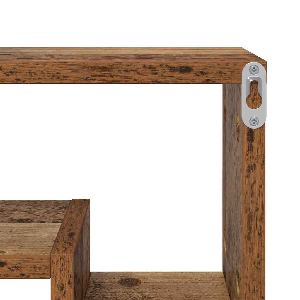 Wandplank met plank Oud hout 82 x 15 x 51 cm Bewerkt hout is nu te koop bij PeponiXL, paradijselijk wonen!