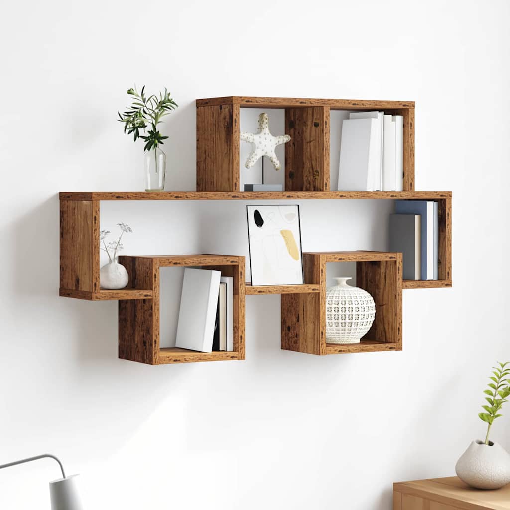 Wandplank met plank Oud hout 82 x 15 x 51 cm Bewerkt hout is nu te koop bij PeponiXL, paradijselijk wonen!