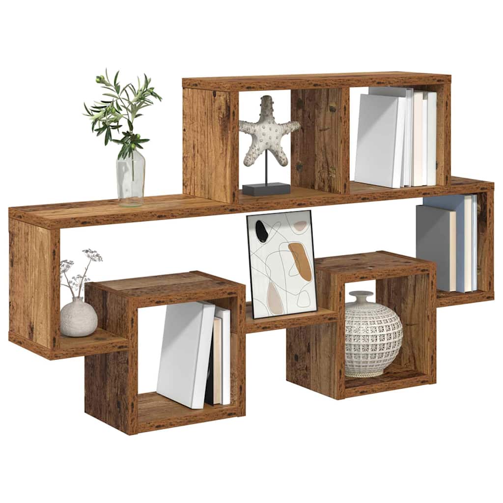 Wandplank met plank Oud hout 82 x 15 x 51 cm Bewerkt hout is nu te koop bij PeponiXL, paradijselijk wonen!