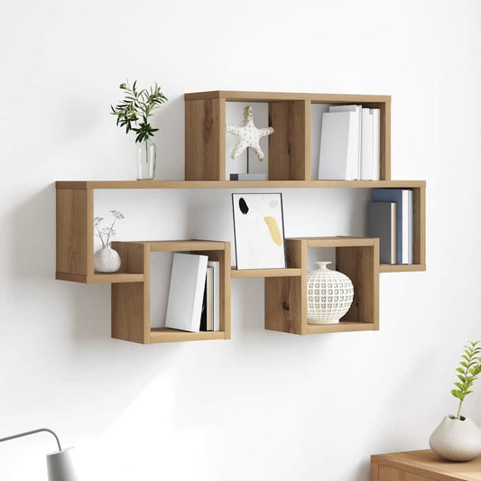 Wandplank artisanaal eikenkleurig 82 x 15 x 51 cm Bewerkt hout is nu te koop bij PeponiXL, paradijselijk wonen!