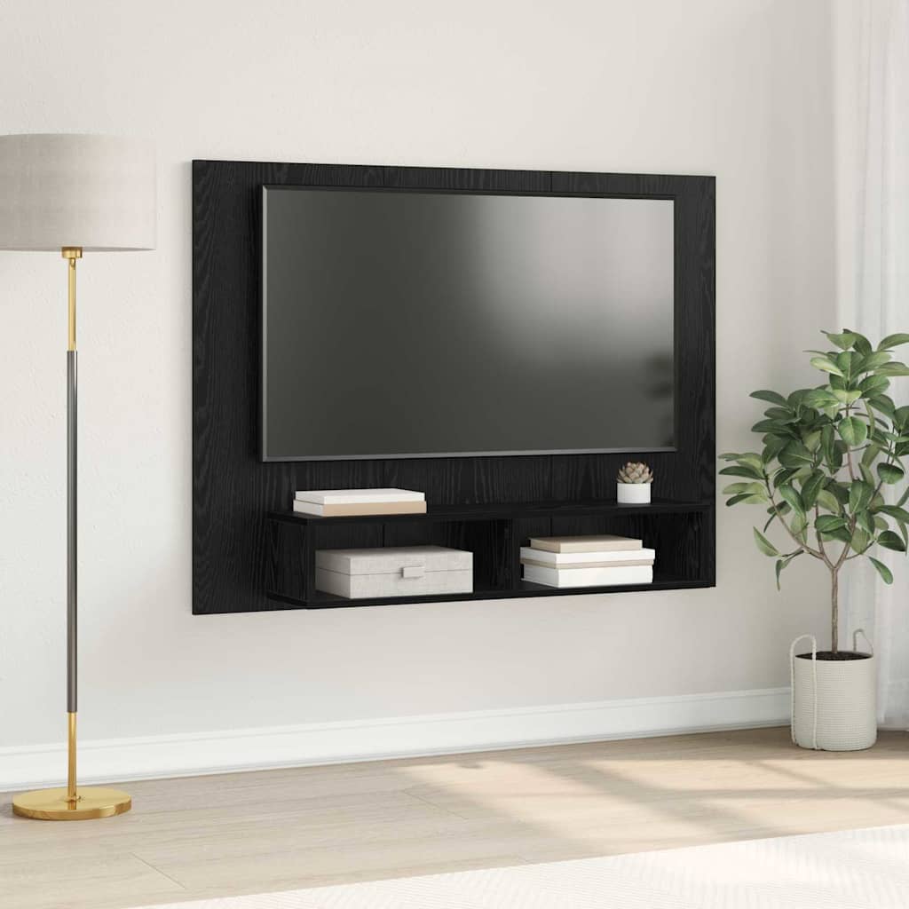 Tv-meubelset Zwart Eiken 120 x 23,5 x 90 cm Bewerkt hout is nu te koop bij PeponiXL, paradijselijk wonen!