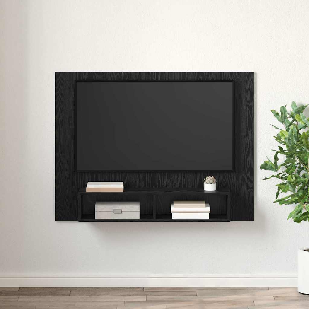 Tv-meubelset Zwart Eiken 120 x 23,5 x 90 cm Bewerkt hout is nu te koop bij PeponiXL, paradijselijk wonen!