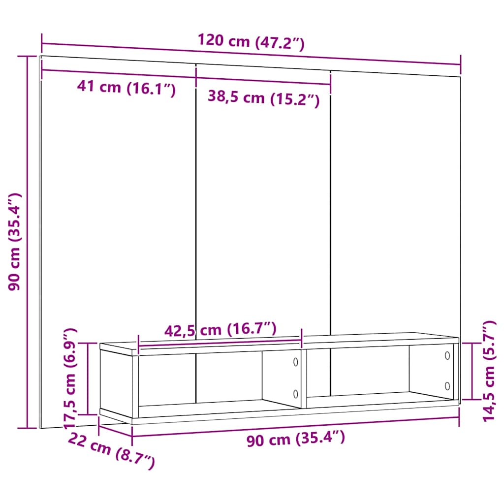 Tv-meubelset Zwart Eiken 120 x 23,5 x 90 cm Bewerkt hout is nu te koop bij PeponiXL, paradijselijk wonen!