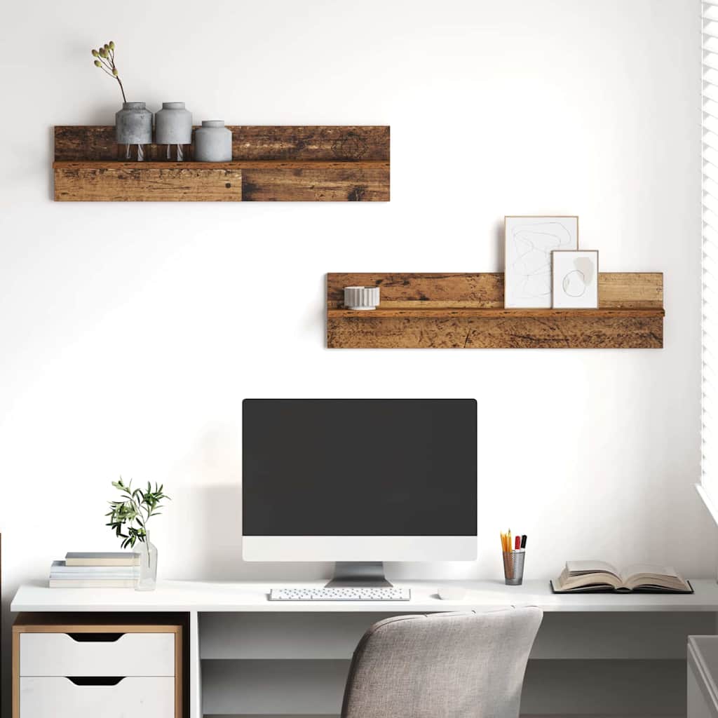 Wandplank 2 pcs Oud Hout 80 x 11,5 x 18 cm Bewerkt hout is nu te koop bij PeponiXL, paradijselijk wonen!