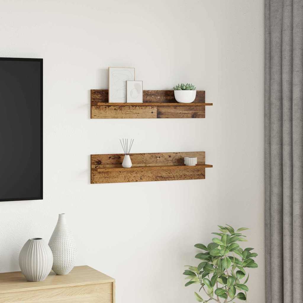 Wandplank 2 pcs Oud Hout 80 x 11,5 x 18 cm Bewerkt hout is nu te koop bij PeponiXL, paradijselijk wonen!