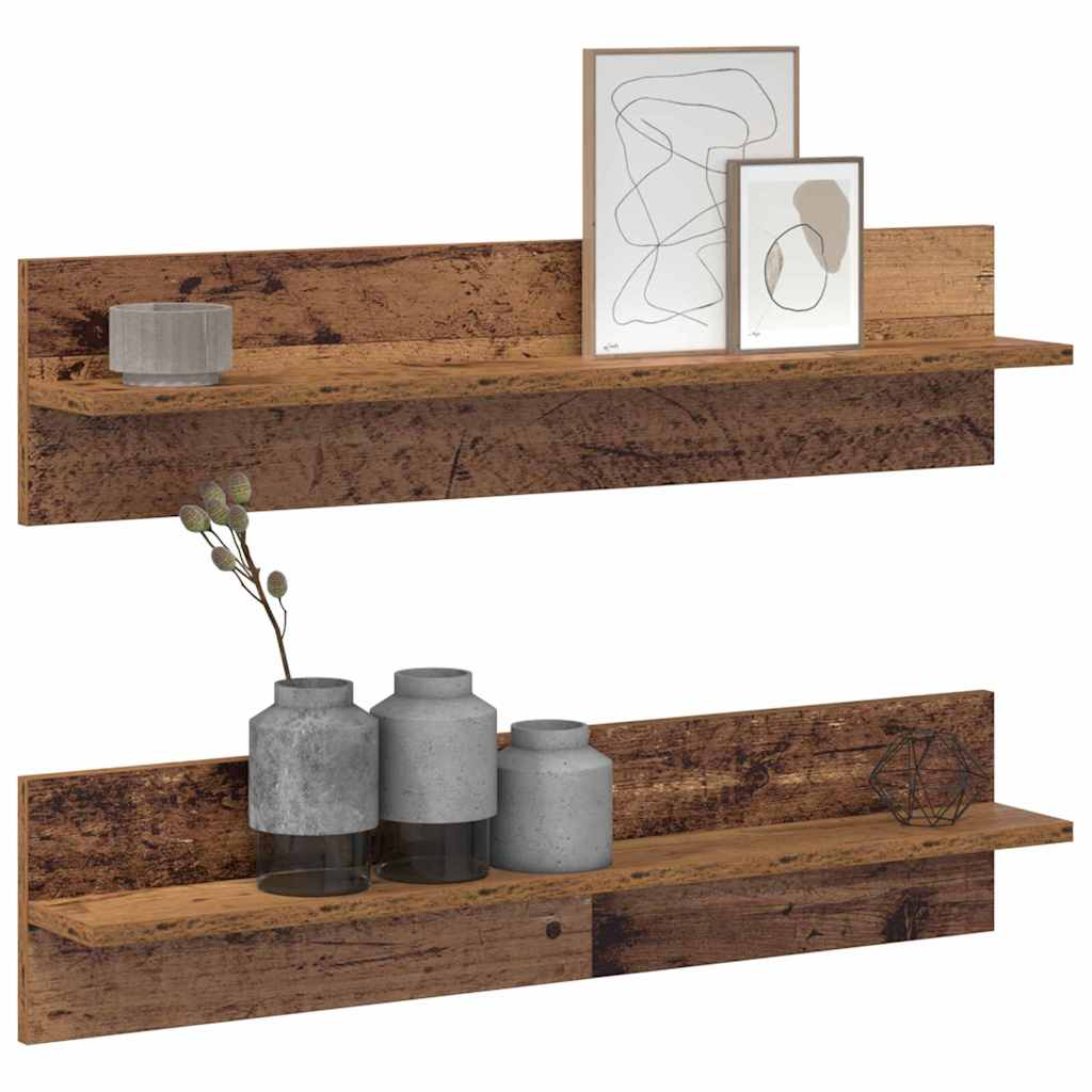 Wandplank 2 pcs Oud Hout 80 x 11,5 x 18 cm Bewerkt hout is nu te koop bij PeponiXL, paradijselijk wonen!