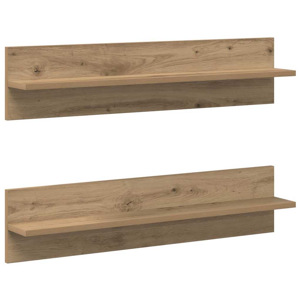 Wandplank 2 pcs Artisan Eiken 80 x 11,5 x 18 cm Bewerkt hout is nu te koop bij PeponiXL, paradijselijk wonen!