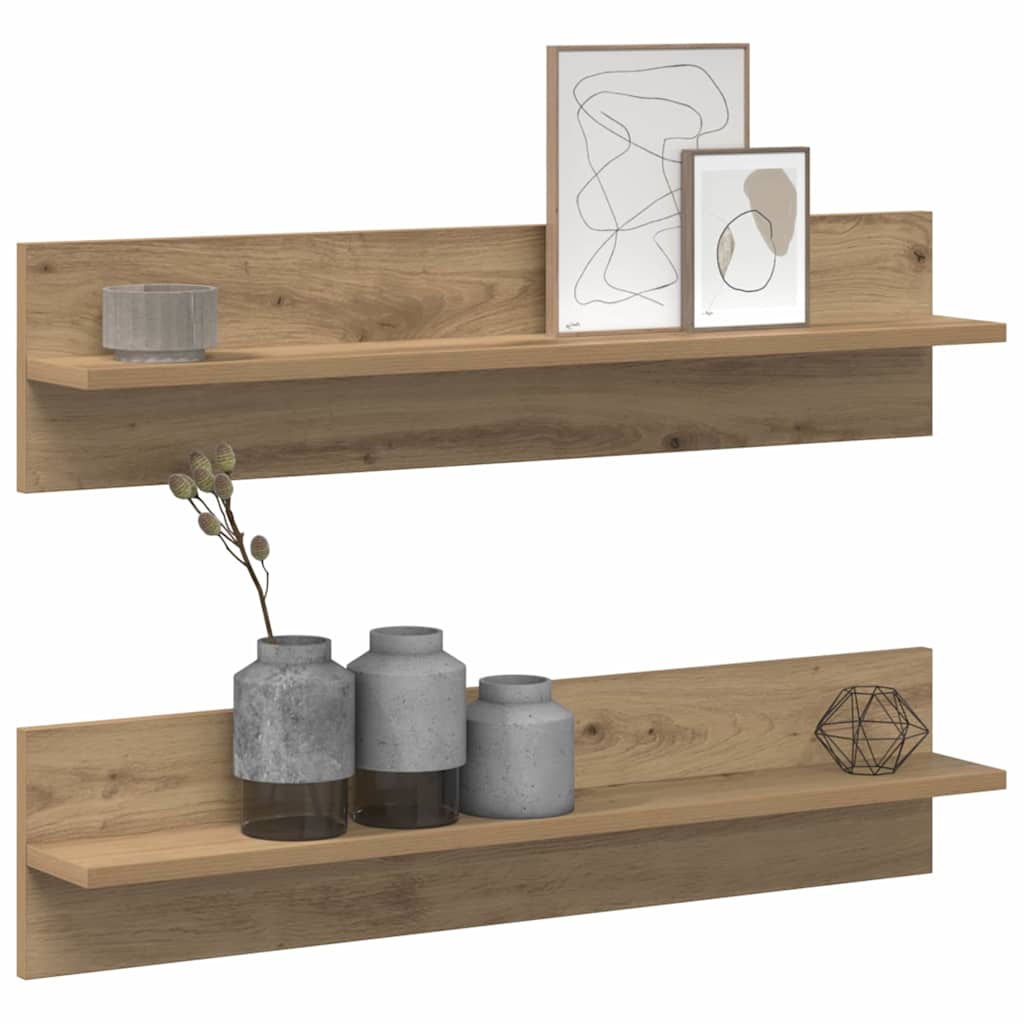 Wandplank 2 pcs Artisan Eiken 80 x 11,5 x 18 cm Bewerkt hout is nu te koop bij PeponiXL, paradijselijk wonen!