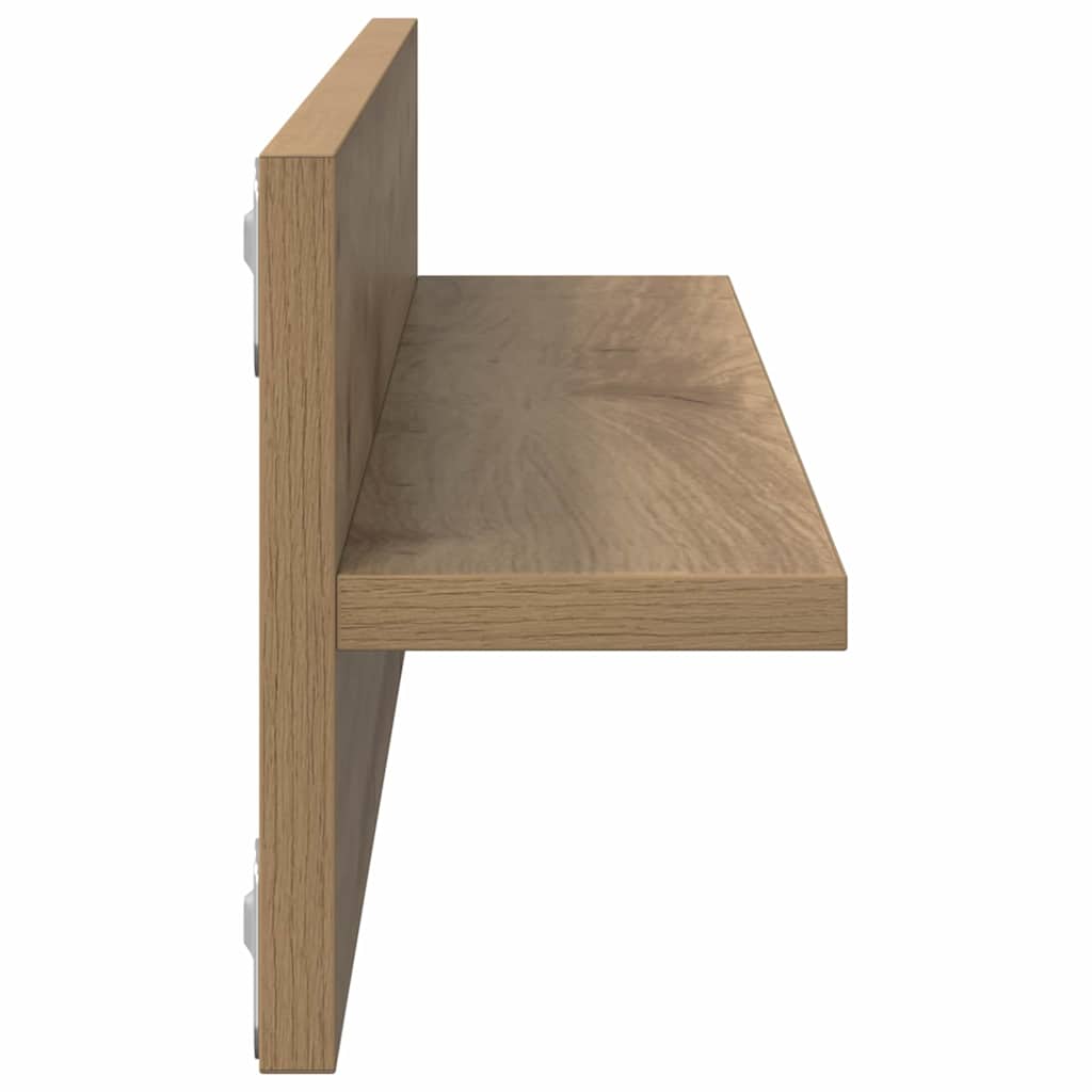 Wandplank 2 pcs Artisan Eiken 80 x 11,5 x 18 cm Bewerkt hout is nu te koop bij PeponiXL, paradijselijk wonen!