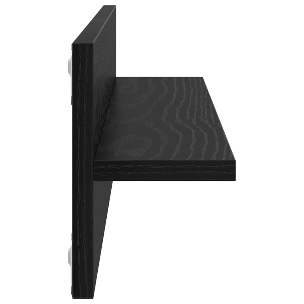 Wandplank 2 pcs Zwart Eiken 80 x 11,5 x 18 cm Bewerkt hout is nu te koop bij PeponiXL, paradijselijk wonen!