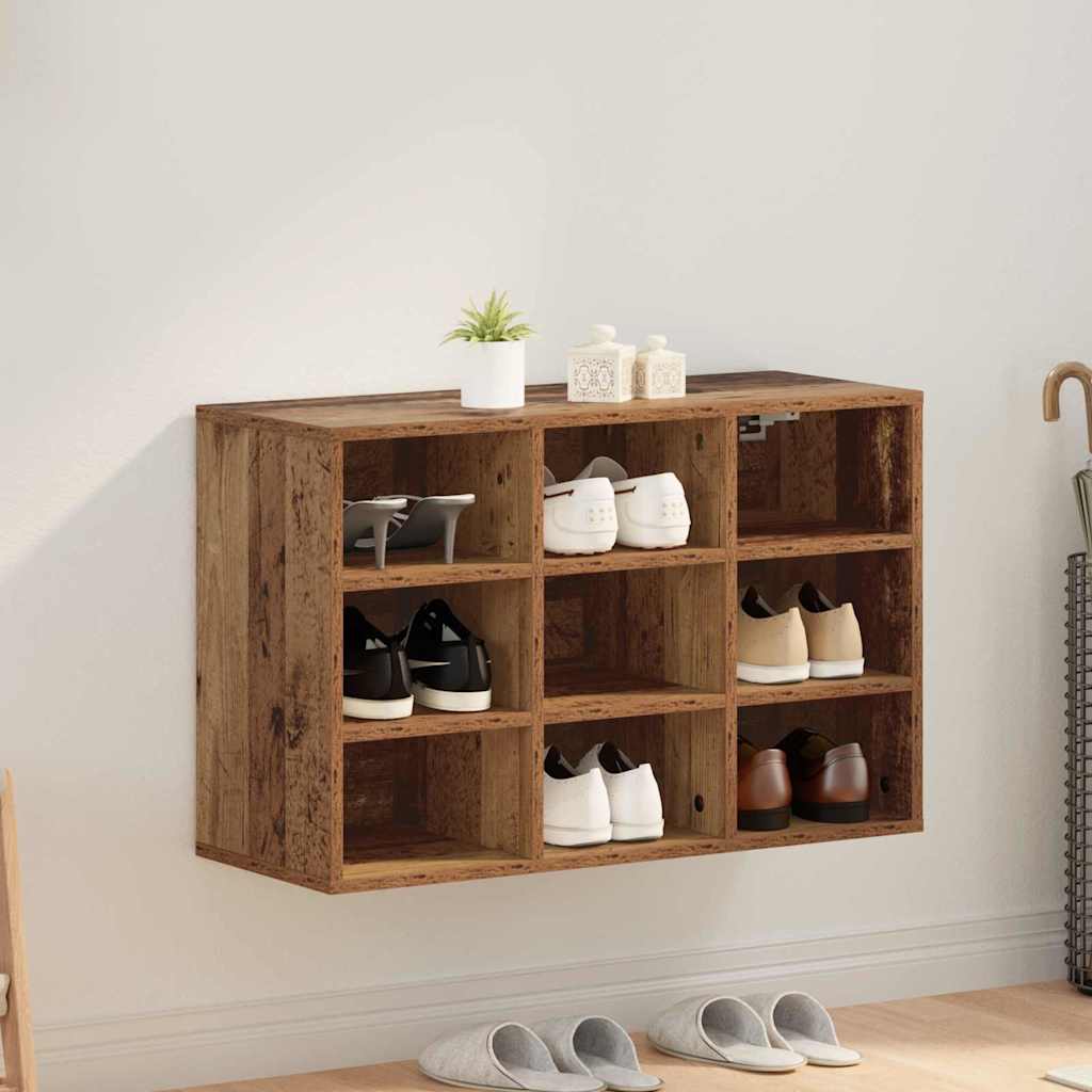 Schoenenkast met plank Oudhout 77,5 x 30 x 51 cm Bewerkt hout is nu te koop bij PeponiXL, paradijselijk wonen!