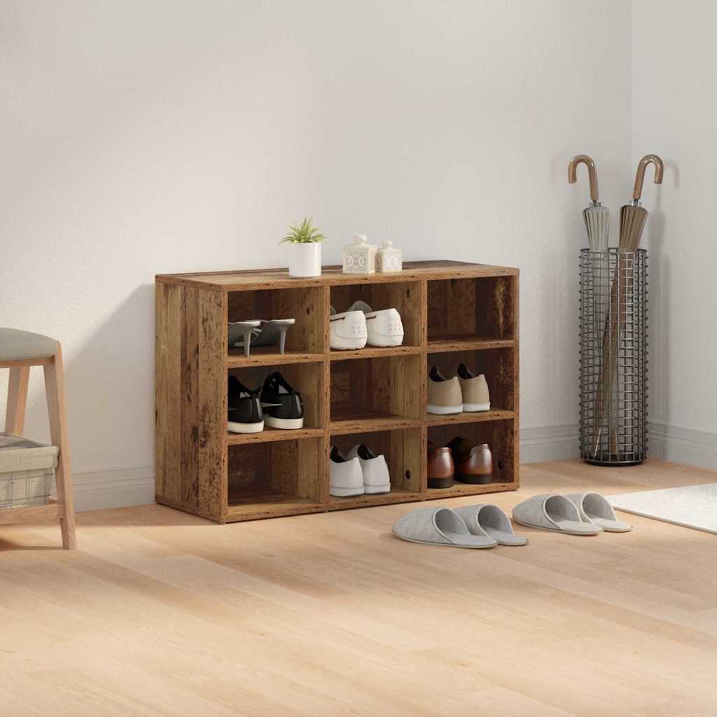 Schoenenkast met plank Oudhout 77,5 x 30 x 51 cm Bewerkt hout is nu te koop bij PeponiXL, paradijselijk wonen!