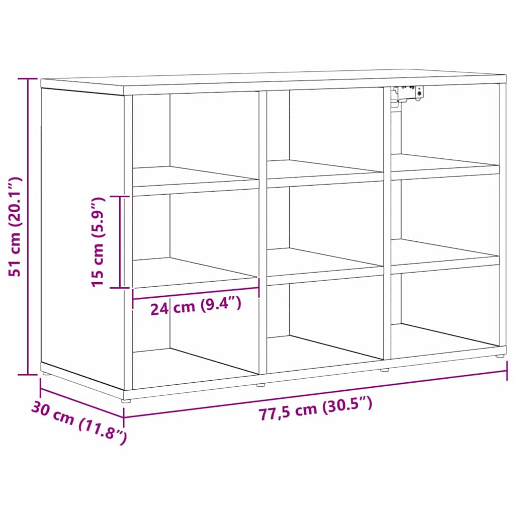 Schoenenkast met plank Oudhout 77,5 x 30 x 51 cm Bewerkt hout is nu te koop bij PeponiXL, paradijselijk wonen!