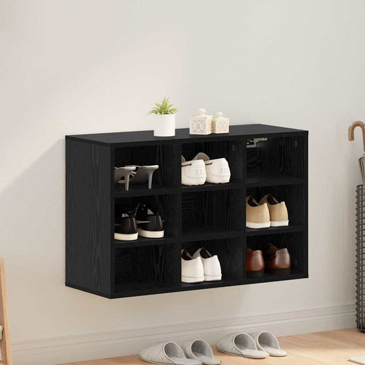 Schoenenkast Zwart Eiken 77,5 x 30 x 51 cm Bewerkt hout is nu te koop bij PeponiXL, paradijselijk wonen!