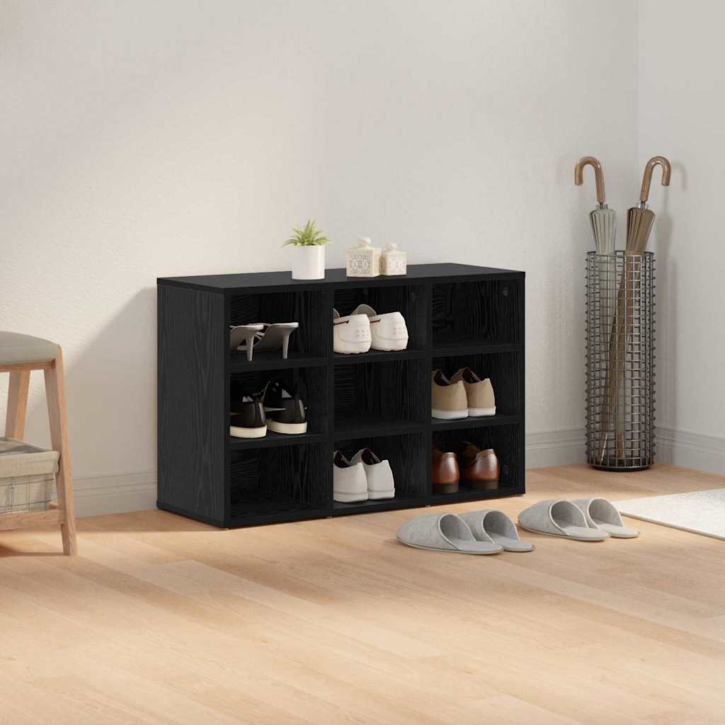 Schoenenkast Zwart Eiken 77,5 x 30 x 51 cm Bewerkt hout is nu te koop bij PeponiXL, paradijselijk wonen!
