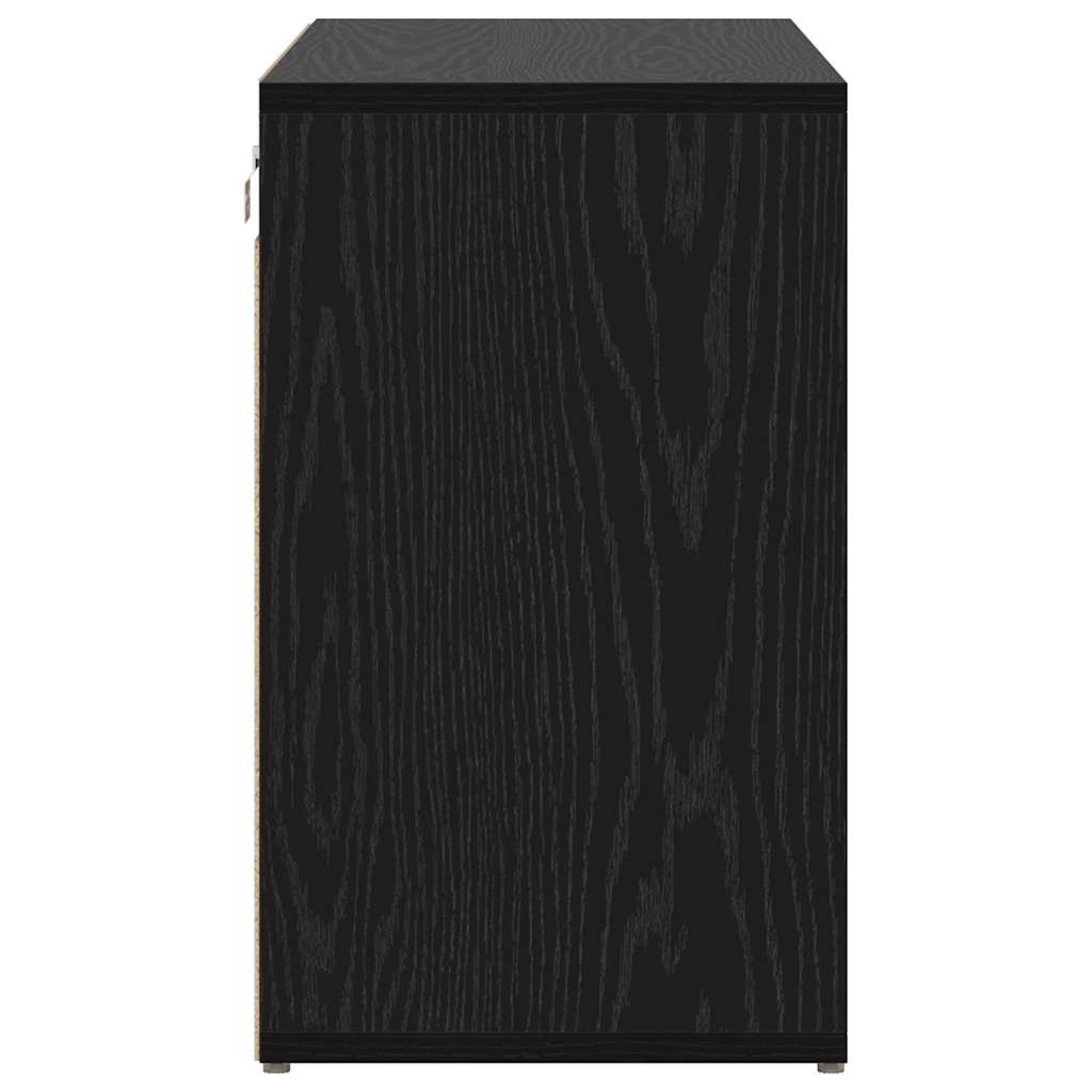 Schoenenkast Zwart Eiken 77,5 x 30 x 51 cm Bewerkt hout is nu te koop bij PeponiXL, paradijselijk wonen!