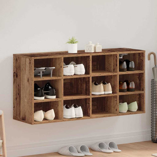 Schoenenkast met plank Oudhout 103 x 30 x 51 cm Bewerkt hout is nu te koop bij PeponiXL, paradijselijk wonen!