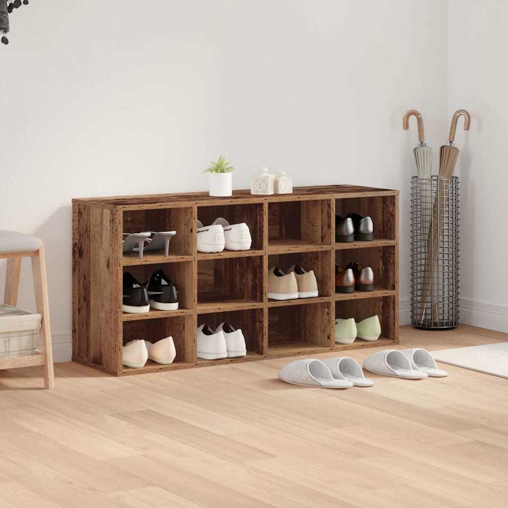 Schoenenkast met plank Oudhout 103 x 30 x 51 cm Bewerkt hout is nu te koop bij PeponiXL, paradijselijk wonen!