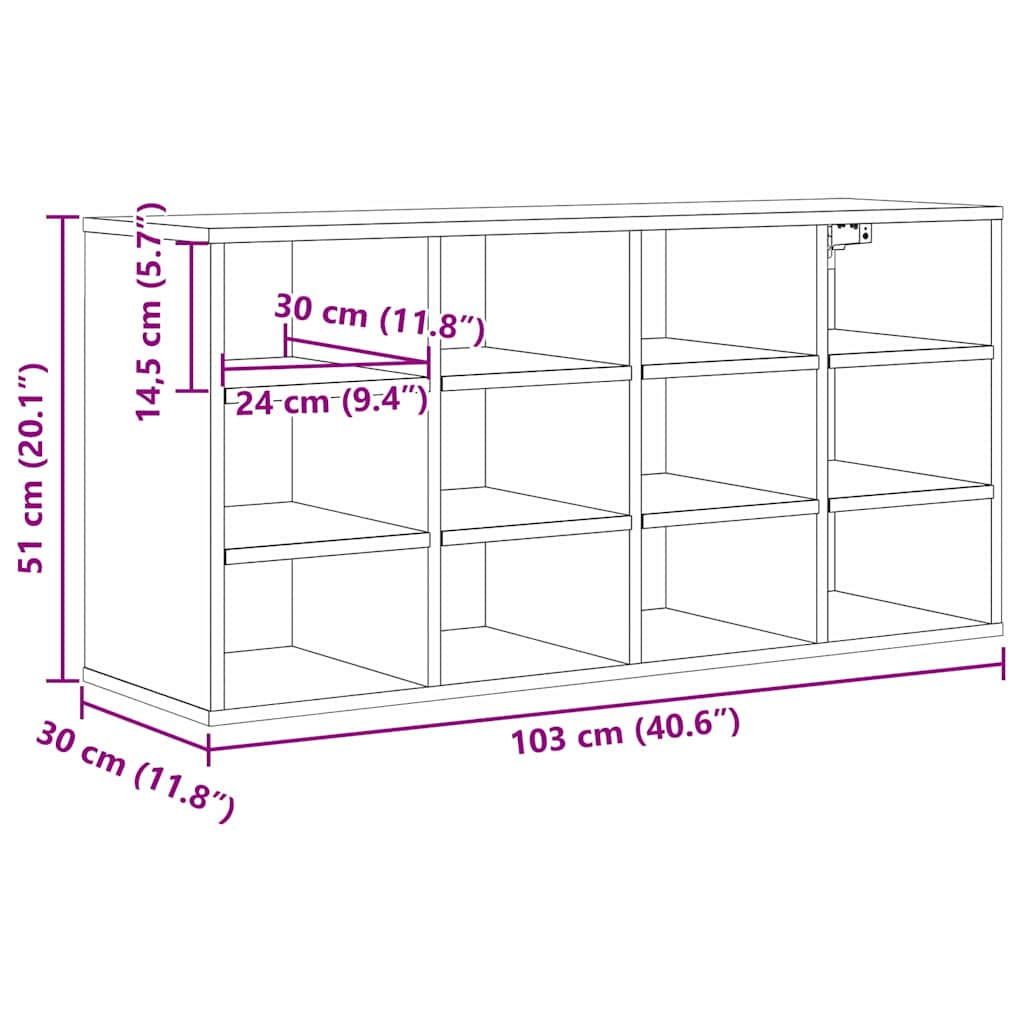 Schoenenkast met plank Oudhout 103 x 30 x 51 cm Bewerkt hout is nu te koop bij PeponiXL, paradijselijk wonen!