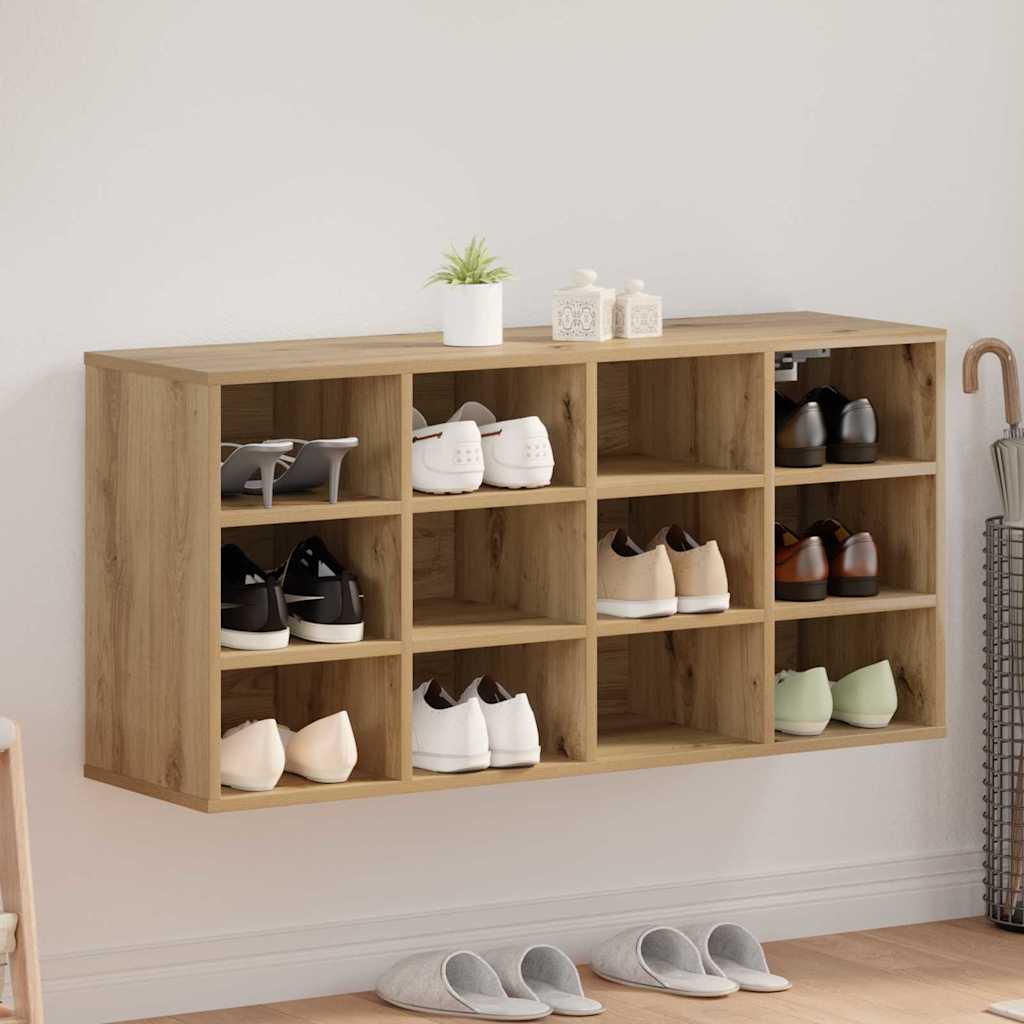Schoenenkast Artisan Eiken 103 x 30 x 51 cm Bewerkt hout is nu te koop bij PeponiXL, paradijselijk wonen!