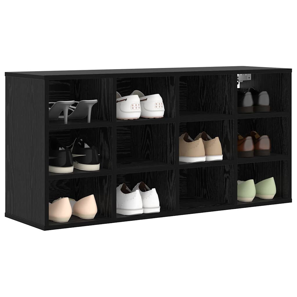 Schoenenkast Zwart Eiken 103 x 30 x 51 cm Bewerkt hout is nu te koop bij PeponiXL, paradijselijk wonen!