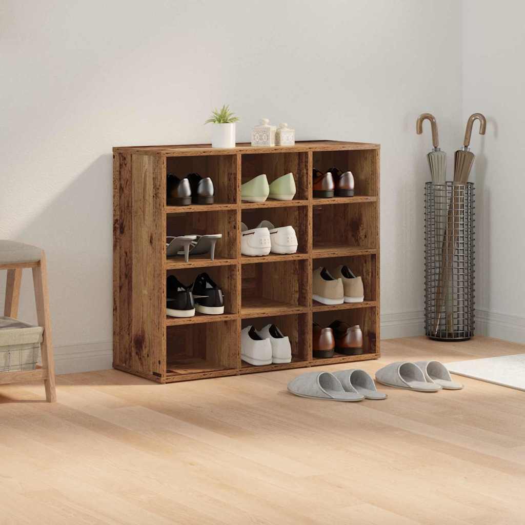 Schoenenkast met plank Oudhout 77,5 x 30 x 67 cm Bewerkt hout is nu te koop bij PeponiXL, paradijselijk wonen!