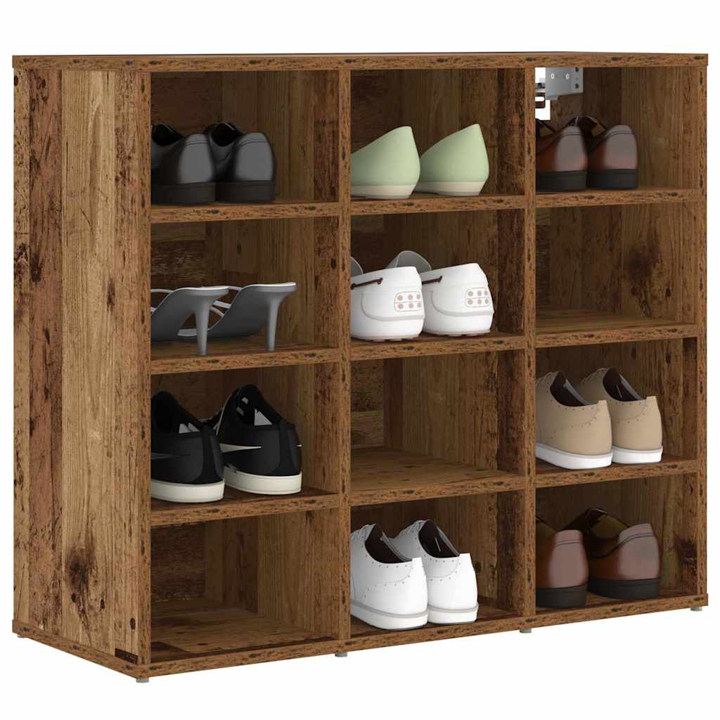 Schoenenkast met plank Oudhout 77,5 x 30 x 67 cm Bewerkt hout is nu te koop bij PeponiXL, paradijselijk wonen!