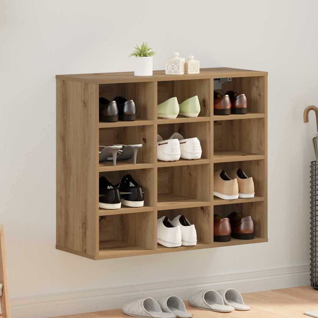 Schoenenkast Artisan Eiken 77,5 x 30 x 67 cm Bewerkt hout is nu te koop bij PeponiXL, paradijselijk wonen!