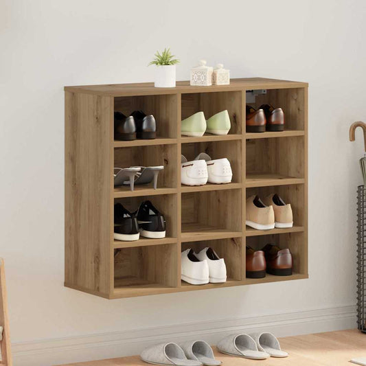 Schoenenkast Artisan Eiken 77,5 x 30 x 67 cm Bewerkt hout is nu te koop bij PeponiXL, paradijselijk wonen!