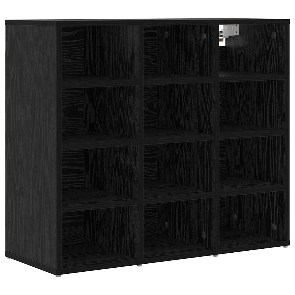 Schoenenkast Zwart Eiken 77,5 x 30 x 67 cm Bewerkt hout is nu te koop bij PeponiXL, paradijselijk wonen!