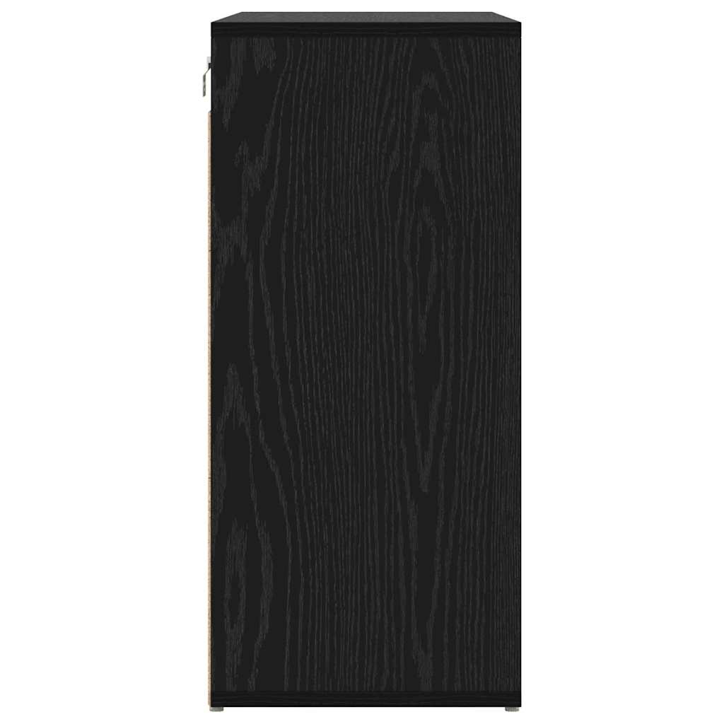 Schoenenkast Zwart Eiken 77,5 x 30 x 67 cm Bewerkt hout is nu te koop bij PeponiXL, paradijselijk wonen!