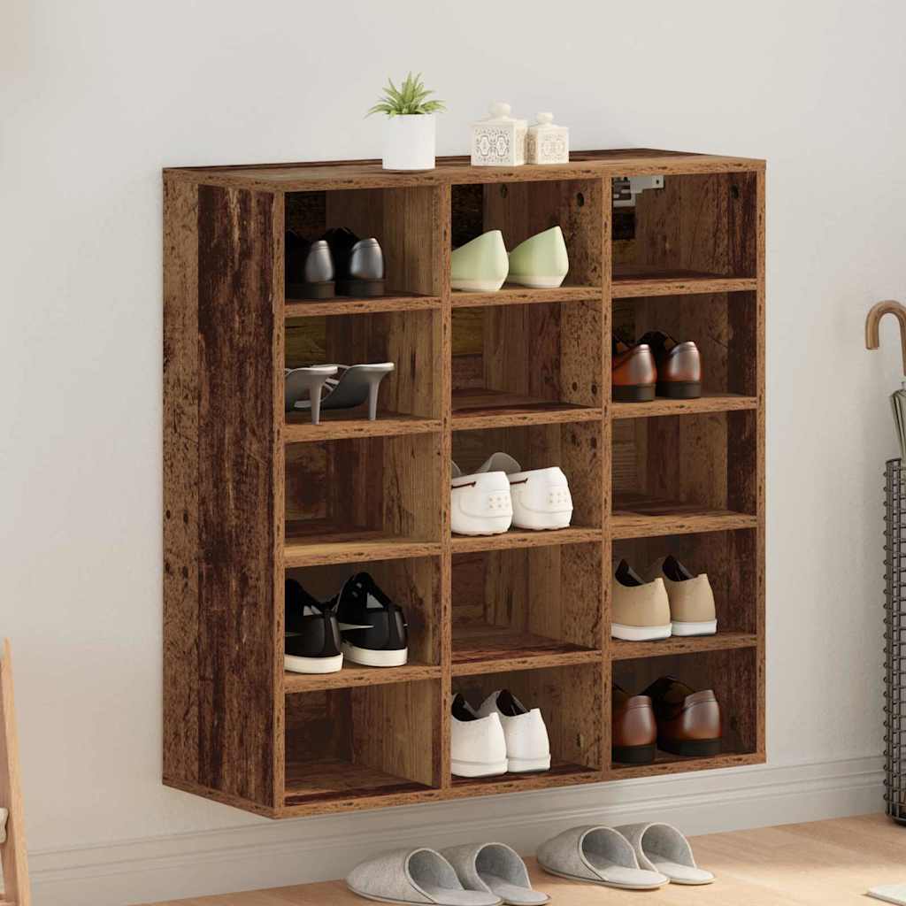 Schoenenkast met plank Oudhout 77,5 x 30 x 83,5 cm Bewerkt hout is nu te koop bij PeponiXL, paradijselijk wonen!