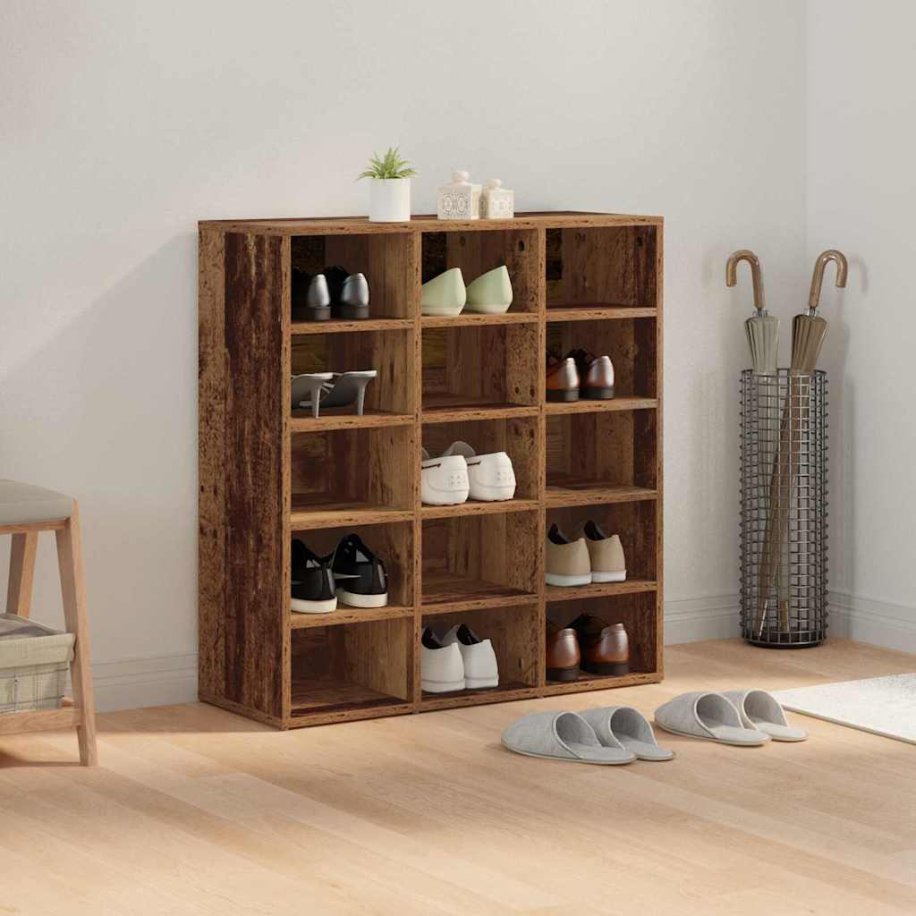 Schoenenkast met plank Oudhout 77,5 x 30 x 83,5 cm Bewerkt hout is nu te koop bij PeponiXL, paradijselijk wonen!
