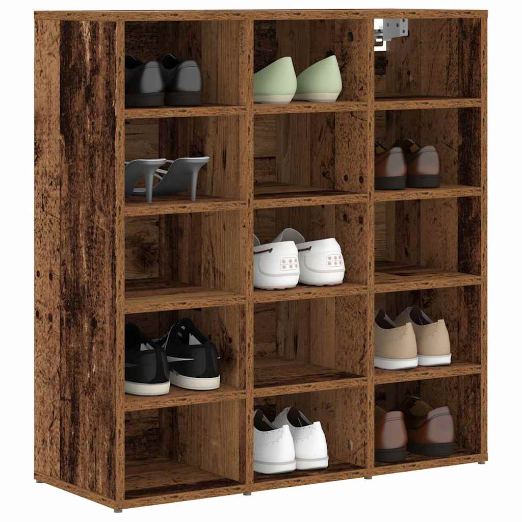 Schoenenkast met plank Oudhout 77,5 x 30 x 83,5 cm Bewerkt hout is nu te koop bij PeponiXL, paradijselijk wonen!