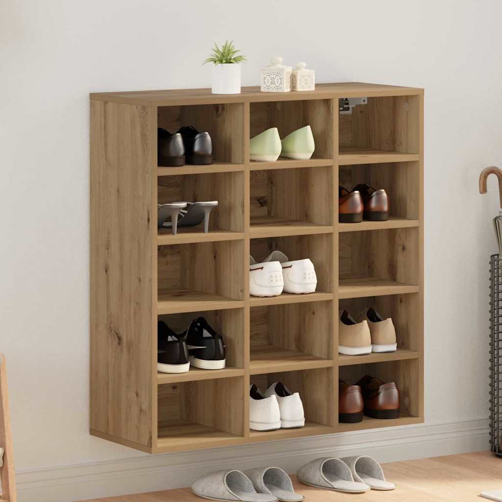 Schoenenkast Artisan Eiken 77,5 x 30 x 83,5 cm Bewerkt hout is nu te koop bij PeponiXL, paradijselijk wonen!