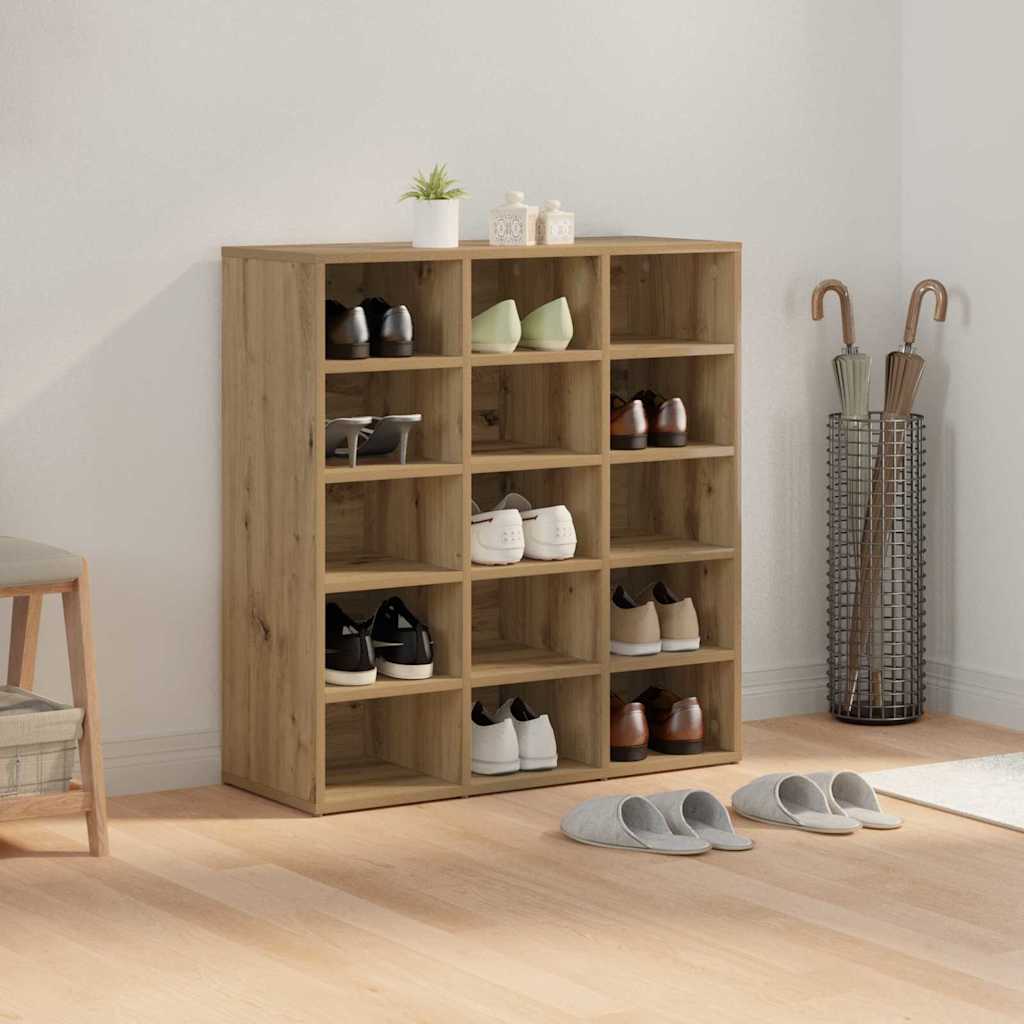 Schoenenkast Artisan Eiken 77,5 x 30 x 83,5 cm Bewerkt hout is nu te koop bij PeponiXL, paradijselijk wonen!