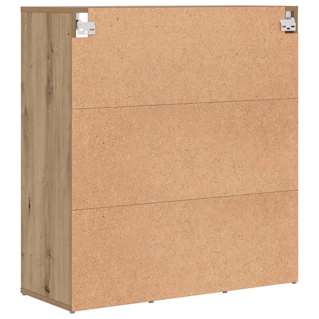 Schoenenkast Artisan Eiken 77,5 x 30 x 83,5 cm Bewerkt hout is nu te koop bij PeponiXL, paradijselijk wonen!