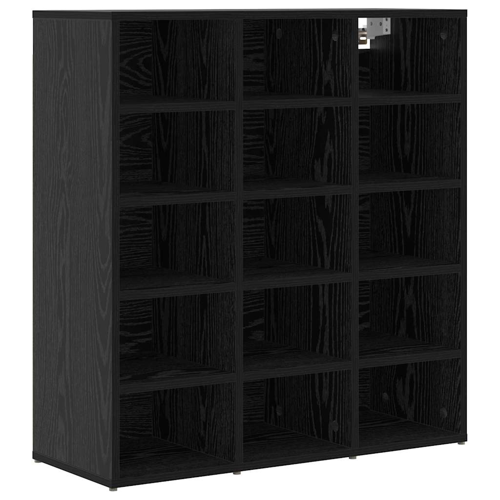 Schoenenkast Zwart Eiken 77,5 x 30 x 83,5 cm Bewerkt hout is nu te koop bij PeponiXL, paradijselijk wonen!