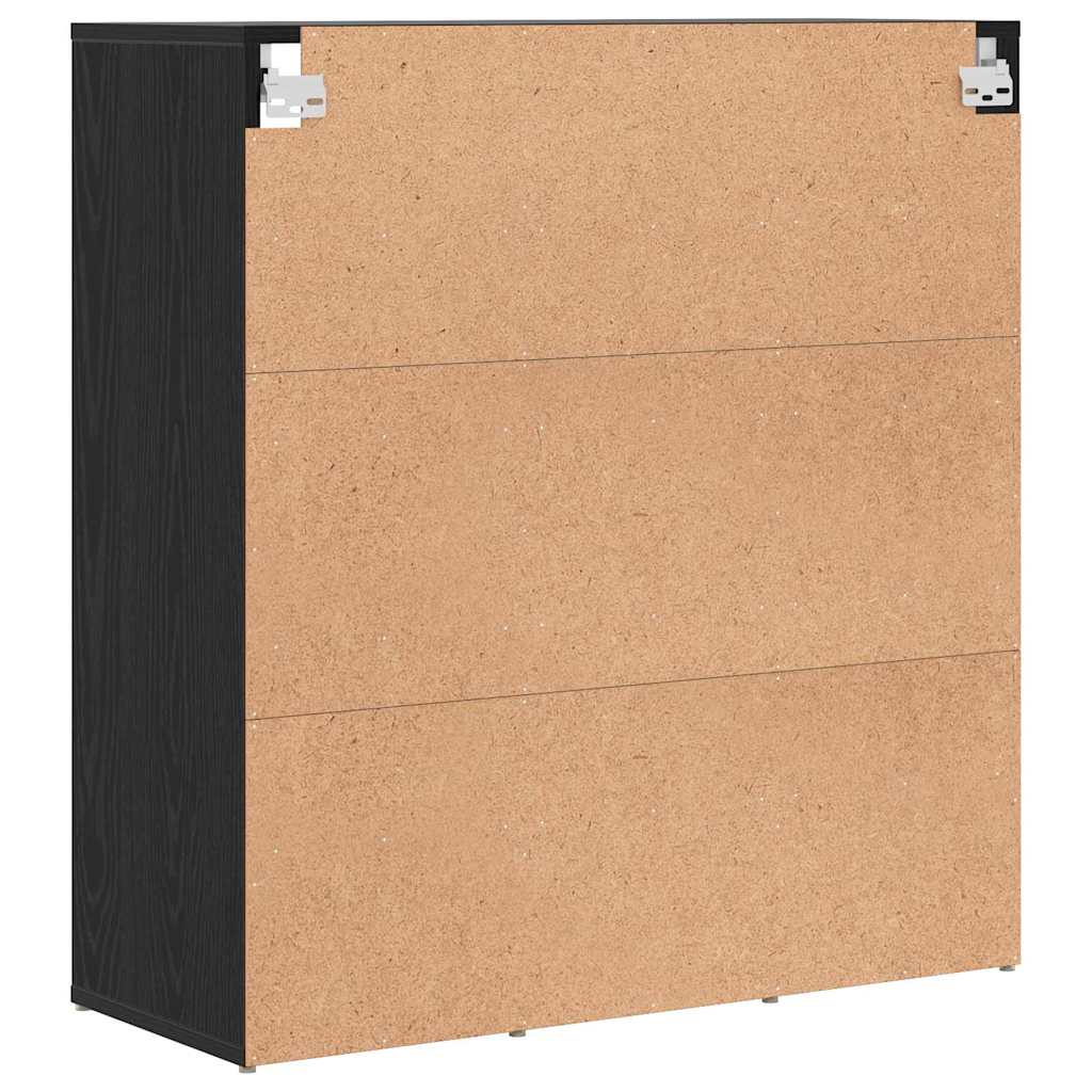 Schoenenkast Zwart Eiken 77,5 x 30 x 83,5 cm Bewerkt hout is nu te koop bij PeponiXL, paradijselijk wonen!